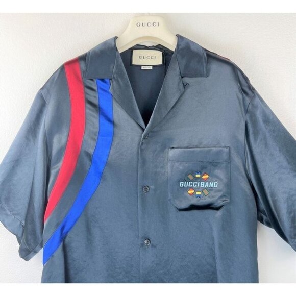 NWT Gucci 'Gucci Band' bowling shirt Size 44 - Picture 5 of 15